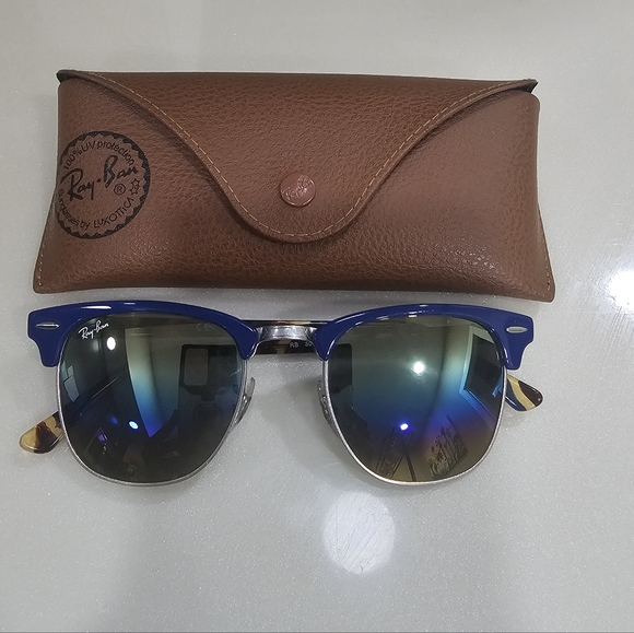 Ray-Ban Clubmaster Flash Sunglasses in Multi with Blue mirrored tinted lenses - Picture 2 of 5
